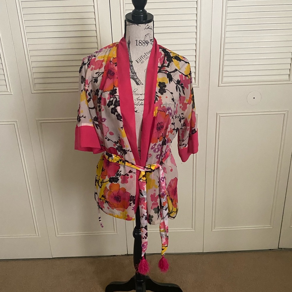 Josie Natori for Target Short Kimono Robe pink floral